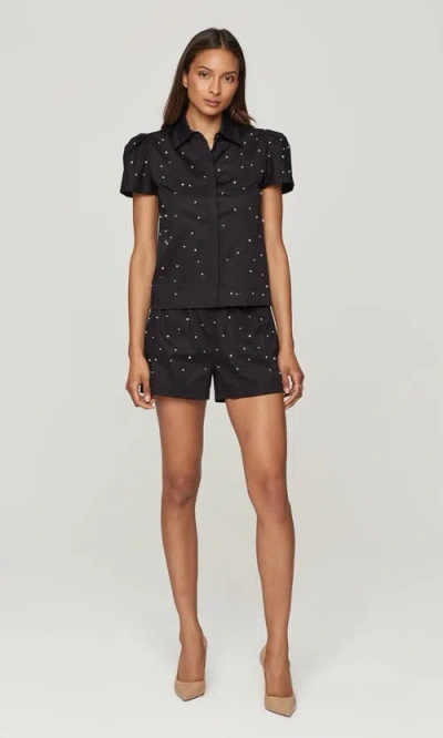 Generation Love Betty Pearl Embellished  Poplin Shorts In Black