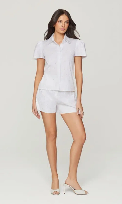 Generation Love Betty Pearl Embellished  Poplin Shorts In White