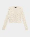 Generation Love Blake Crystal Pointelle Cardigan Sweater In Neutral