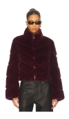 Generation Love Madison Cropped Faux Fur Jacket In Burgundy