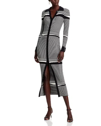 Generation Love Brixton Ribbed Button Front Dress In White/black