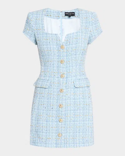 Generation Love Brunella Short-sleeve Tweed Dress In Sky Blue Multi