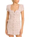 Generation Love Brunella Tweed Mini Dress In Light Pink Melange