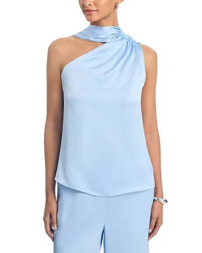 Generation Love Caliope Hammered Satin Scarf Blouse In Blue