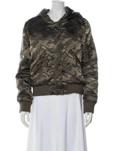 Pre-owned Generation Love Camouflage Print Bomber Jacket In Green