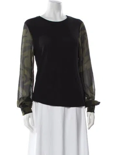 Pre-owned Generation Love Camouflage Print Crew Neck Top In Black