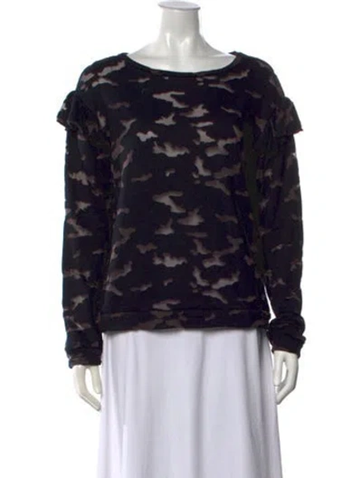 Pre-owned Generation Love Camouflage Print Crew Neck Top In Black