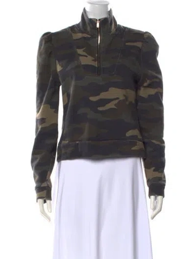 Pre-owned Generation Love Camouflage Print Mock Neck Sweatshirt In Green