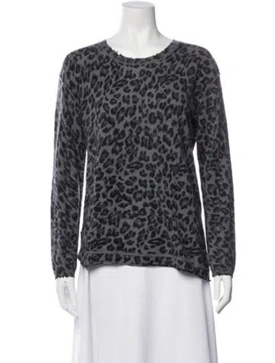 Pre-owned Generation Love Cashmere Animal Print Top In Gray