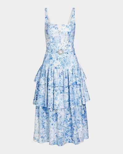 Generation Love Celeste Floral Cotton Poplin Midi Dress In Multi