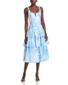 Generation Love Celeste Floral Poplin Midi Dress In Zesty Fl White/blue
