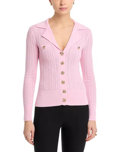 Generation Love Charlotte Pointelle Rib Cardigan In Pink