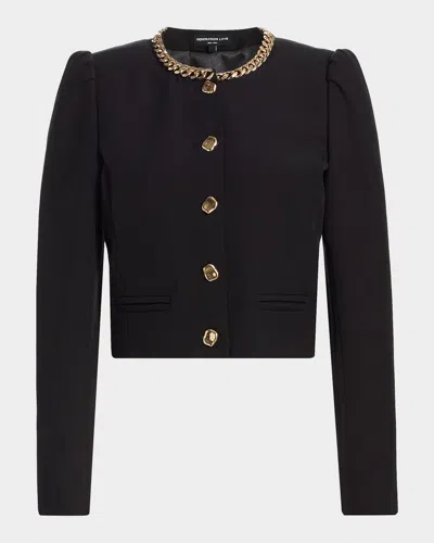 Generation Love Chiara Chain-embellished Crepe Jacket In Black