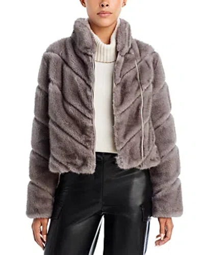 Generation Love Cici Faux Fur Cropped Jacket In Grey/brown