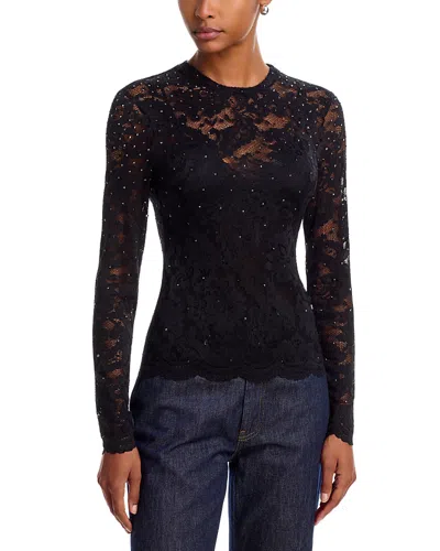 Generation Love Clayton Crystal & Lace Top In Black