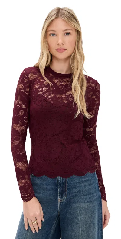 Generation Love Clayton Lace Top Cabernet In Burgundy