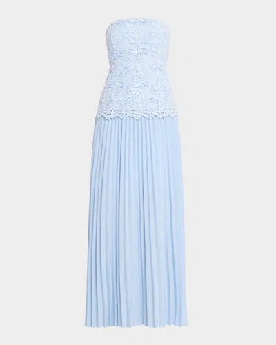 Generation Love Cody Two Tone Lace Pleat Dress In Light Blue & White