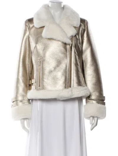 Pre-owned Generation Love Colorblock Pattern Biker Jacket In Neutral