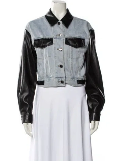 Pre-owned Generation Love Colorblock Pattern Denim Jacket In Black