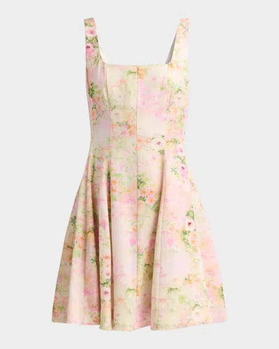 Generation Love Courtney Floral Pleated A-line Mini Dress In Neutral