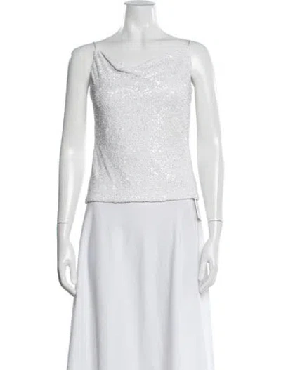 Pre-owned Generation Love Cowl Neck Sleeveless Top In Metallic/white
