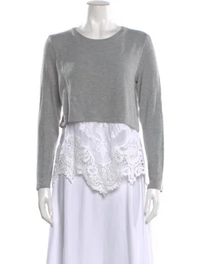 Pre-owned Generation Love Crew Neck Long Sleeve Top In Gray