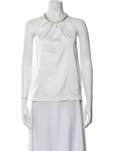 Pre-owned Generation Love Crew Neck Sleeveless Blouse In White