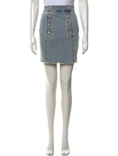 Pre-owned Generation Love Crystal Embellishments Mini Skirt In Blue