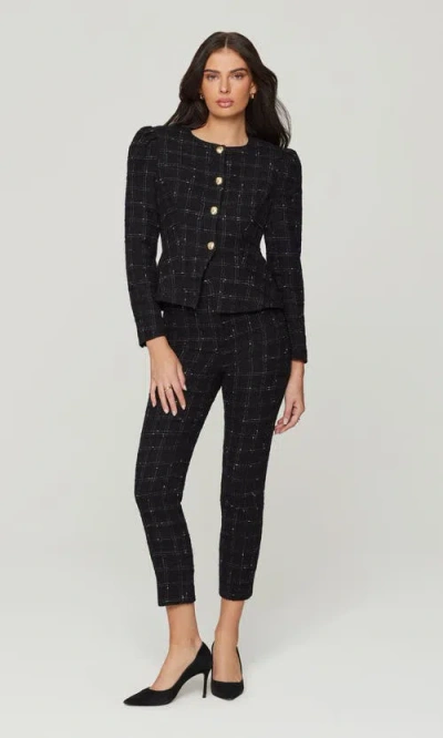 Generation Love Cynthia Windowpane Tweed Jacket In Black