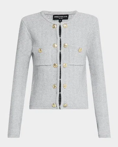 Generation Love Cypress Waffle Cardigan In Medium Heather Grey