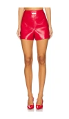 Generation Love Danny Belted Faux Leather Shorts In Ruby