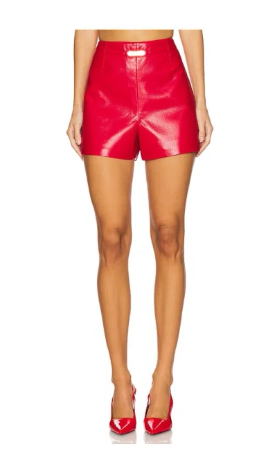 Generation Love Danny Belted Faux Leather Shorts In Ruby