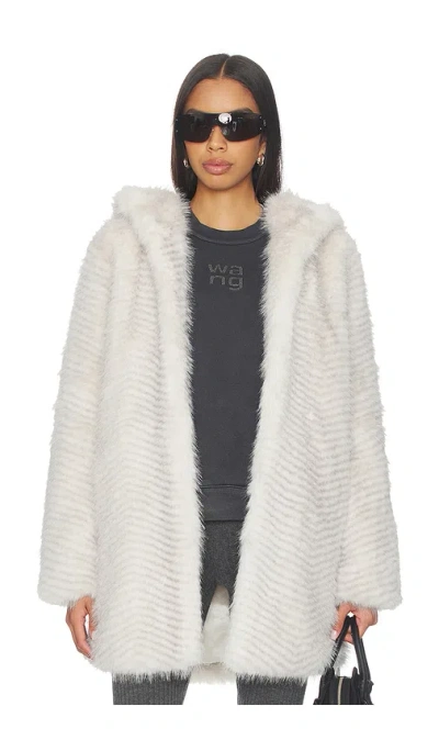 Generation Love Eden Faux Fur Coat In Cream With Grey Tip