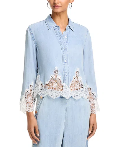 Generation Love Eli Lace Combo Denim Shirt In Blue