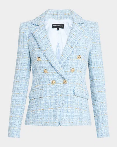 Generation Love Eliza Tweed Blazer In Sky Blue Multi