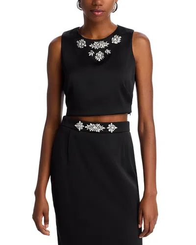 Generation Love Embellished Cropped Top In Black/clear