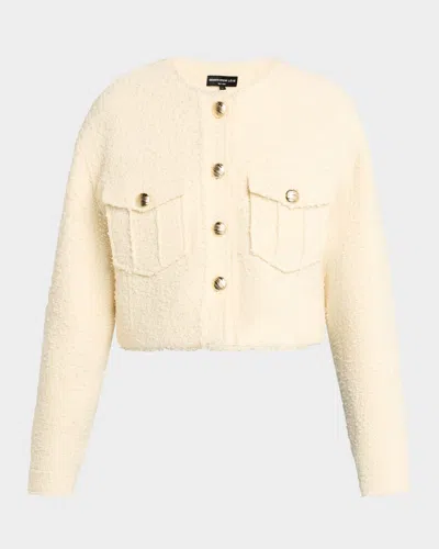 Generation Love Emille Tweed Bomber Jacket In Cream
