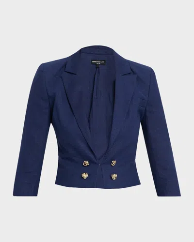 Generation Love Emmeline Cropped Linen Blazer In Blue