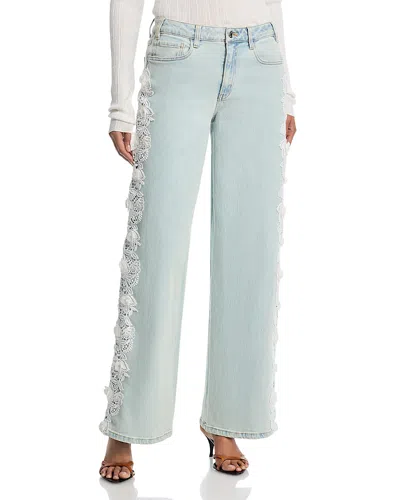 Generation Love Esme High Rise 3d Lace Combo Jeans In Ice Blue/white