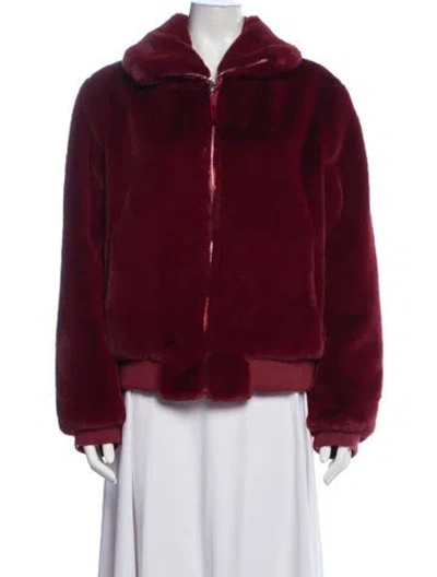 Pre-owned Generation Love Faux Fur Jacket In Burgundy