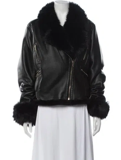 Pre-owned Generation Love Faux Leather Biker Jacket In Black