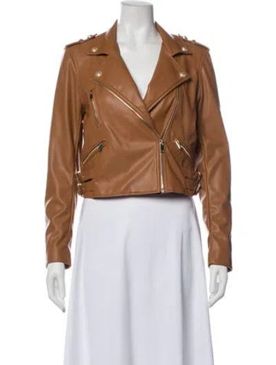 Pre-owned Generation Love Faux Leather Biker Jacket In Brown