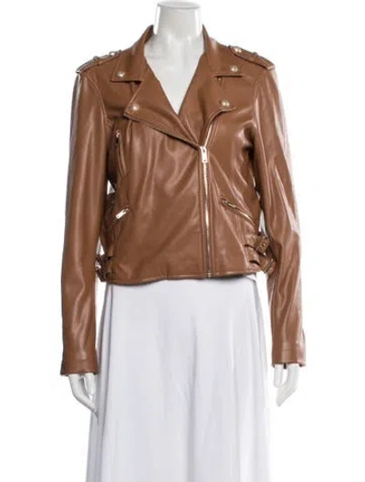 Pre-owned Generation Love Faux Leather Biker Jacket In Brown