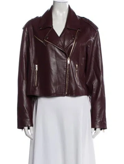 Pre-owned Generation Love Faux Leather Biker Jacket In Burgundy