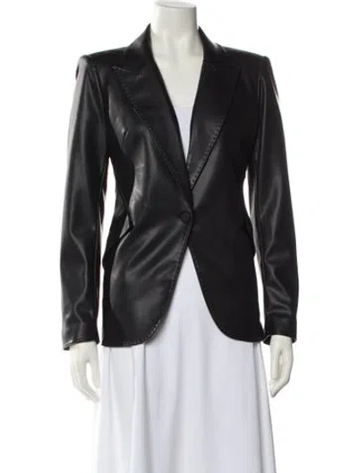 Pre-owned Generation Love Faux Leather Blazer In Black