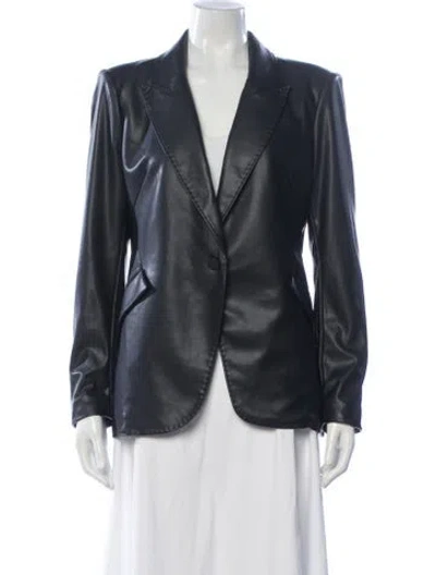 Pre-owned Generation Love Faux Leather Blazer In Blue