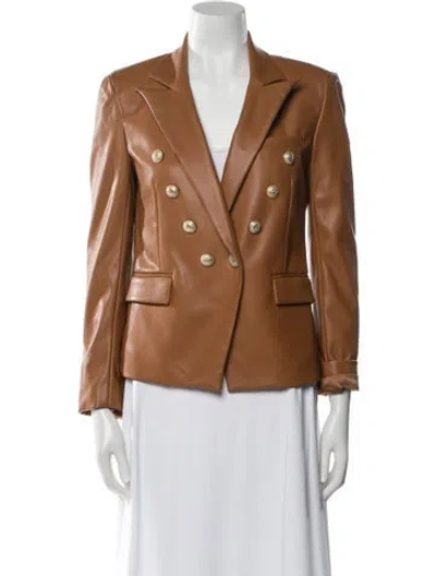 Pre-owned Generation Love Faux Leather Blazer In Brown