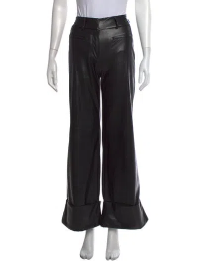 Pre-owned Generation Love Faux Leather Wide Leg Pants In Black