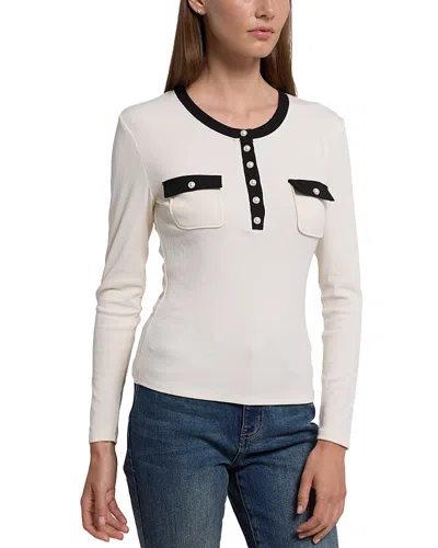 Generation Love Felicity Ribbed Top In Ivory/black
