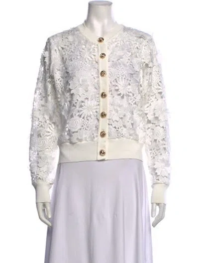 Pre-owned Generation Love Floral Print Crew Neck Sweater In White